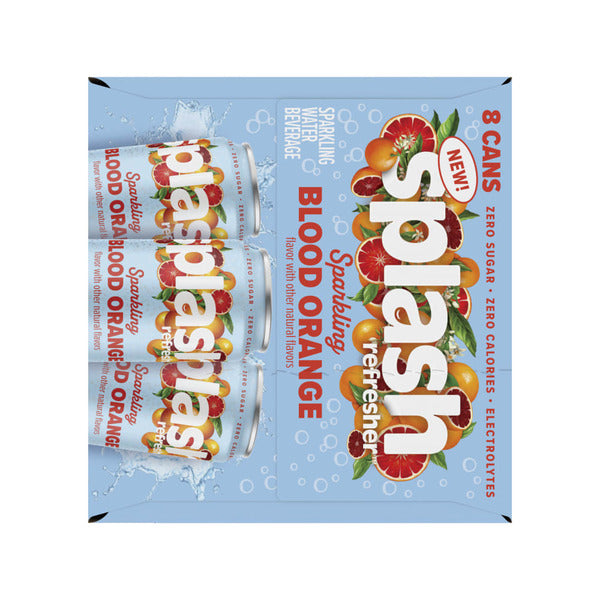 SPLASH Refresher Sparkling Water, Blood Orange Flavor - 12 Fl Oz Cans, 8 Pack