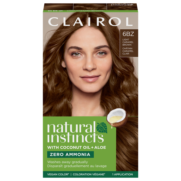 Clairol 6BZ Light Caramel Brown Zero Ammonia Vegan Hair Color with Coconut Oil + Aloe