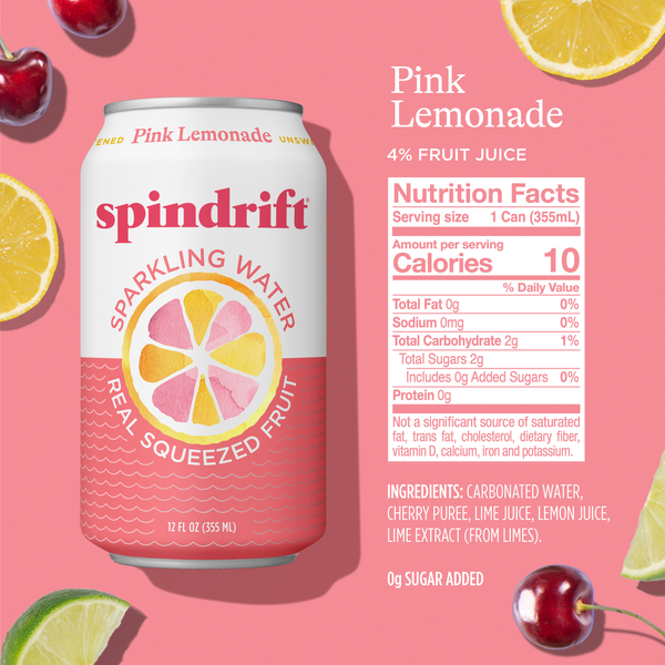 Spindrift Unsweetened Pink Lemonade Sparkling Water