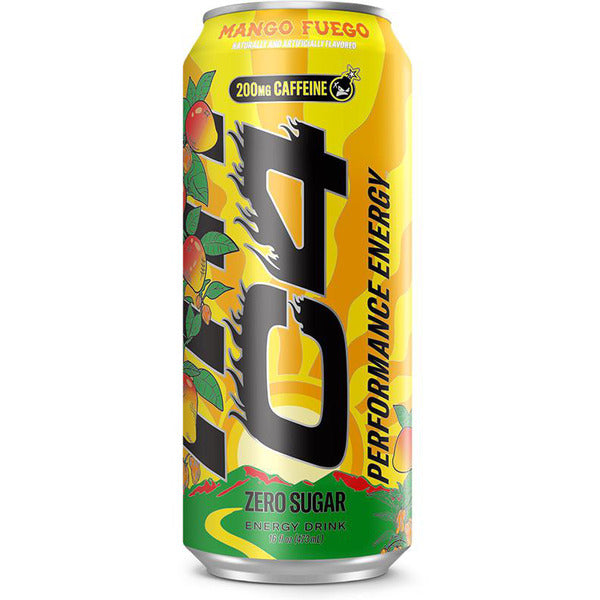 C4 Energy Performance Energy Drink, Carbonated, Mango Fuego
