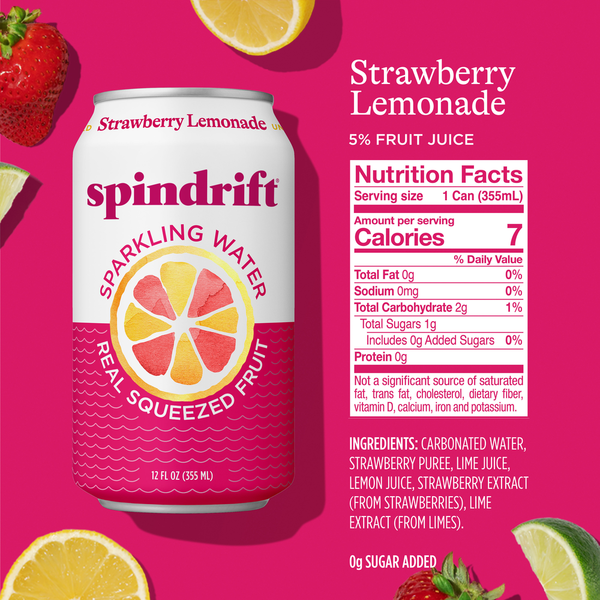Spindrift Unsweetened Strawberry Lemonade Sparkling Water