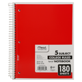 Mead Notebook, Spiral, 5 Subject, College Ruled, 180 Sheets