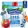 Stonyfield Organic Zero Grams Added Sugar Blueberry Apple Carrot Whole Milk Yogurt Pouches Pack