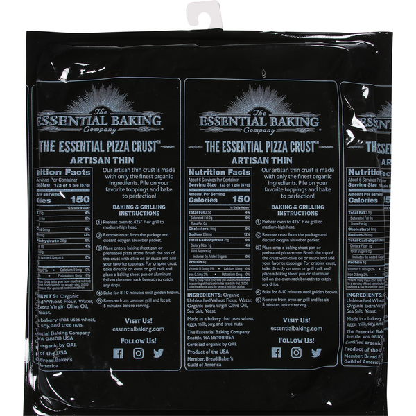 The Essential Baking Company Pizza Crust, Artisan Thin, 2 Pack