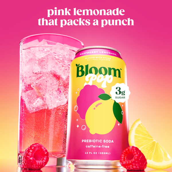 Bloom Pop Raspberry Lemonade Prebiotic Soda