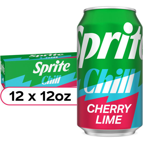 Sprite Chill Cherry Lime Natural Flavor Soda Soft Drink Cans