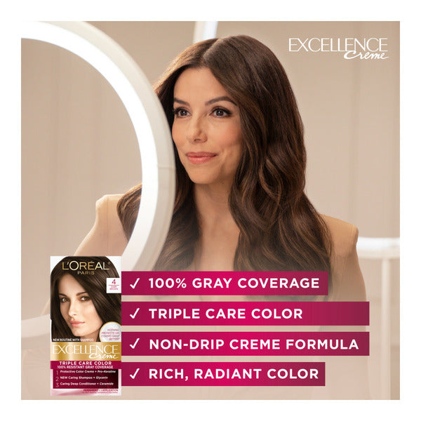 L'Oreal Creme Permanent Triple Care Hair Color, 3 Natural Black