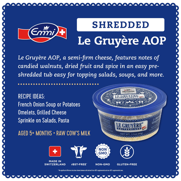 Emmi Shredded Le Gruyere AOP Cheese from Switzerland