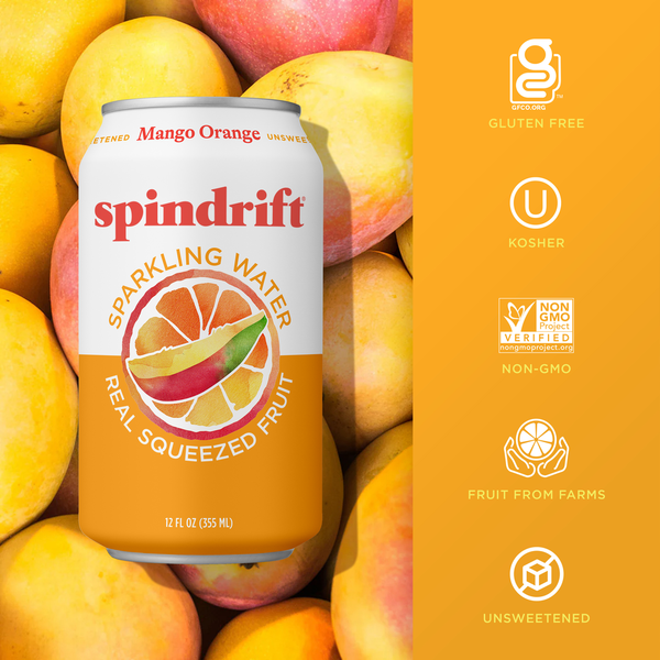 Spindrift Unsweetened Mango Orange Sparkling Water
