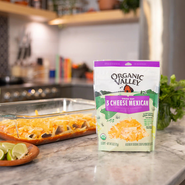 Organic Valley® 3 Cheese Organic Thick Cut Shredded Mexican Cheese Blend