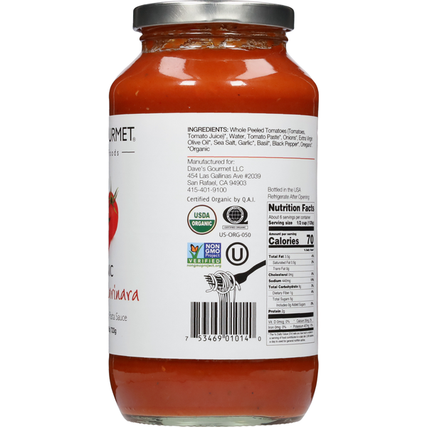 Dave's Gourmet Pasta Sauce, Hearty Marinara, Organic