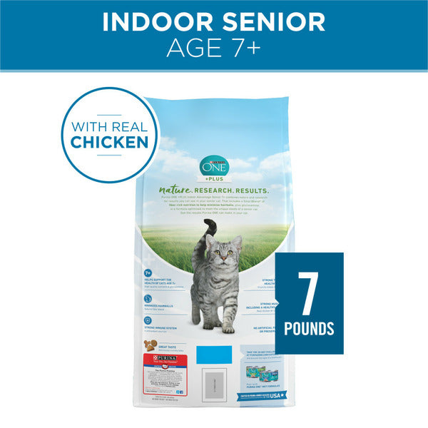 Purina ONE High Protein, Natural Senior Dry Cat Food, Indoor Advantage Senior+