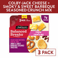 Sargento Balanced Breaks® Cheese + Crunch Mix Colby-Jack Natural Cheese and Smoky & Sweet BBQ Seasoned Snack Mix of Pretzels, Roasted Cashews, Corn Sticks, Corn Kernels, Toasted Bread Chips, Snack, 3-Pack