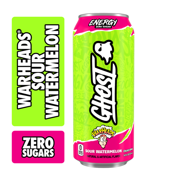 GHOST Zero Sugar Energy Drink, Warheads Sour Watermelon
