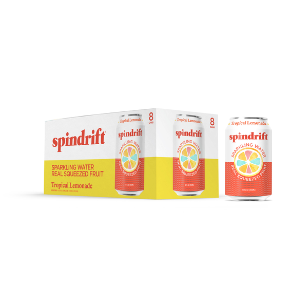 Spindrift Sparkling Water, Tropical Lemonade, Unsweetened