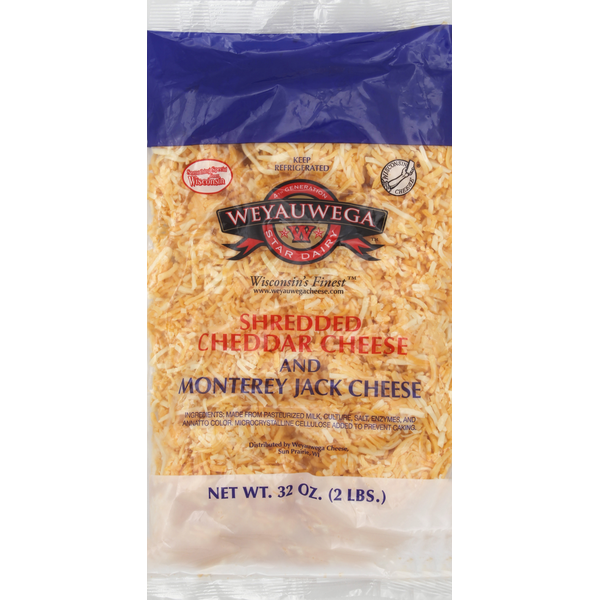 Weyauwega Star Dairy Shredded Cheese, Cheddar and Monterey Jack