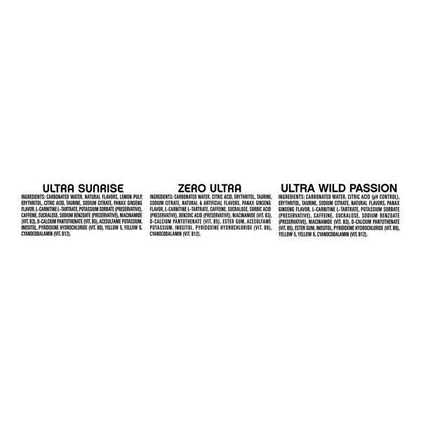 Monster Zero Sugar Ultra Sunrise/Zero Ultra/Ultra Wild Passion Energy Drink Variety Pack