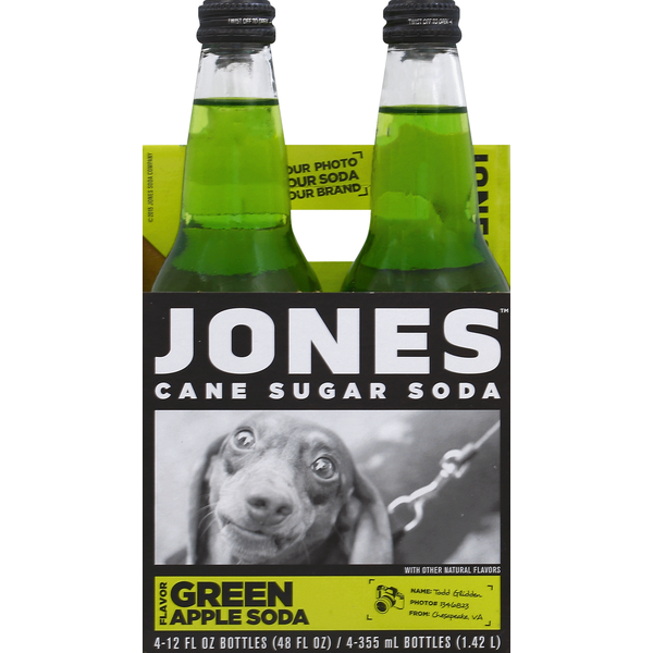 Jones Soda, Cane Sugar, Green Apple Flavor