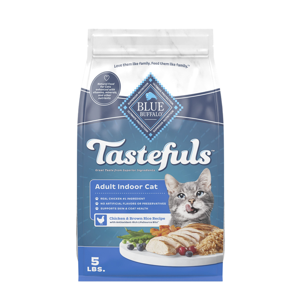 Blue Buffalo Tastefuls Natural Dry Food for Adult Indoor Cats, Chicken & Brown Rice Recipe, 5-lb. Bag