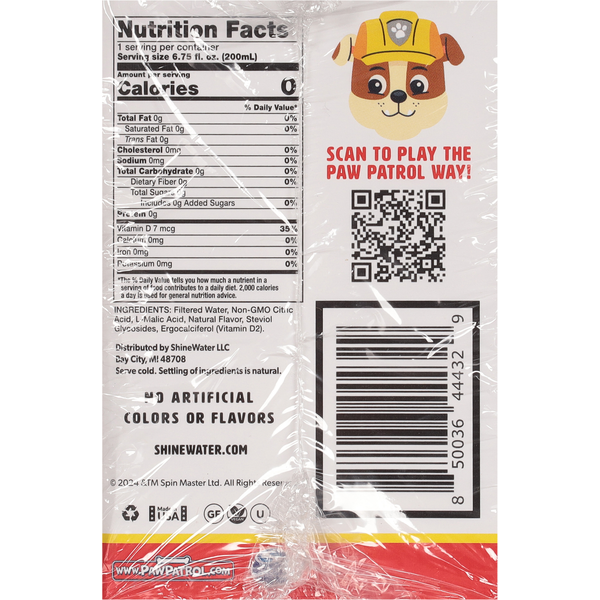 Shine Water Zero Sugar Paw Patrol Fruity Punch Water