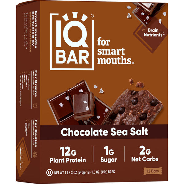 IQBAR Chocolate Sea Salt, Keto, Vegan, Protein Bars