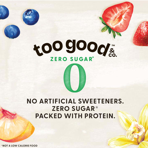 Too Good & Co. Zero Sugar Strawberry Yogurt-Cultured Ultra-Filtered Low Fat Milk Product, Creamy and Delicious Low Fat Yogurt Product Snack Cup with Zero Sugar*, Good Source of Protein, 5.3 OZ Cup