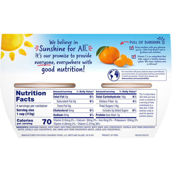 Dole Mandarin Oranges, in 100% Fruit Juice