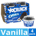 YoCrunch Vanilla Low Fat Yogurt with OREO(R) Cookie Pieces Yogurt Cups, Single Serve Snacks, 4 oz, 4 Count