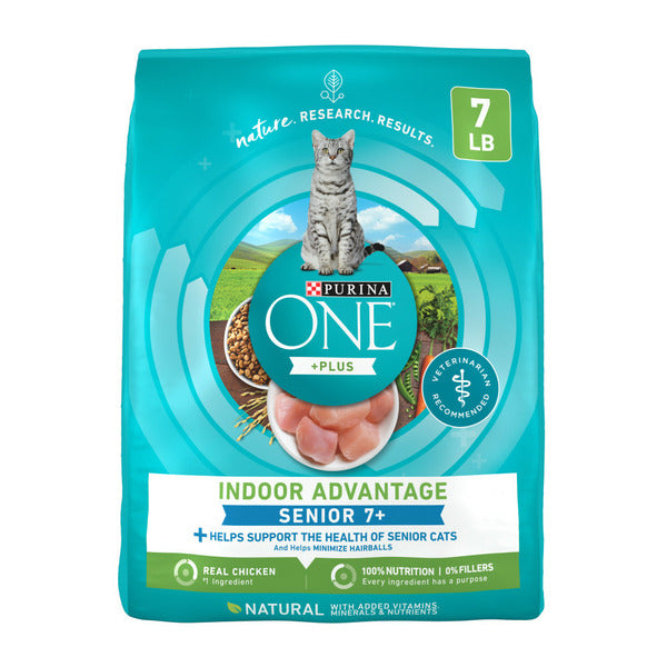 Purina ONE High Protein, Natural Senior Dry Cat Food, Indoor Advantage Senior+
