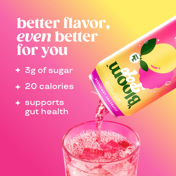 Bloom Pop Raspberry Lemonade Prebiotic Soda