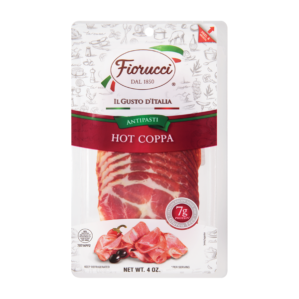 Fiorucci Pre-Sliced Hot Coppa,  Resealable Package