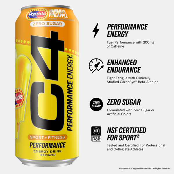 C4 Energy Hawaiian Pineapple Popsicle Performance Energy Drink