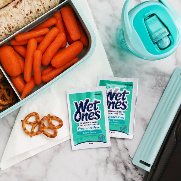 Wet Ones Singles Hand & Face Wipes, Individually Wrapped, Unscented Wipes