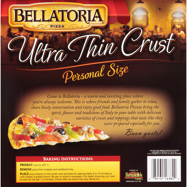Bellatoria Pizza, Ultra Thin Crust, Ultimate Supreme, Personal Size