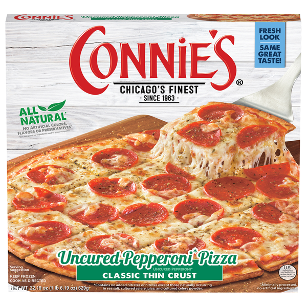Connie's Pizza Pizza, Classic Thin Crust, Uncured Pepperoni