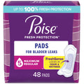 Poise Incontinence Pads, Maximum Absorbency, Regular Length