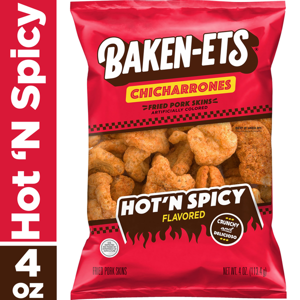 Baken-Ets Chicharrones Fried Pork Skins Hot'N Spicy