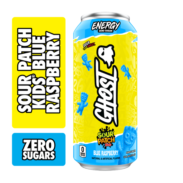 GHOST Zero Sugar Energy Drink, Sour Patch Kids Blue Raspberry