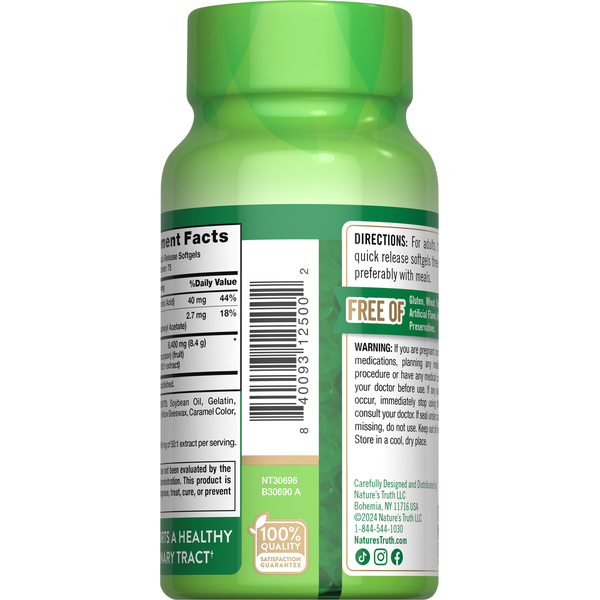Nature's Truth Cranberry + Vit C 150 Softgels