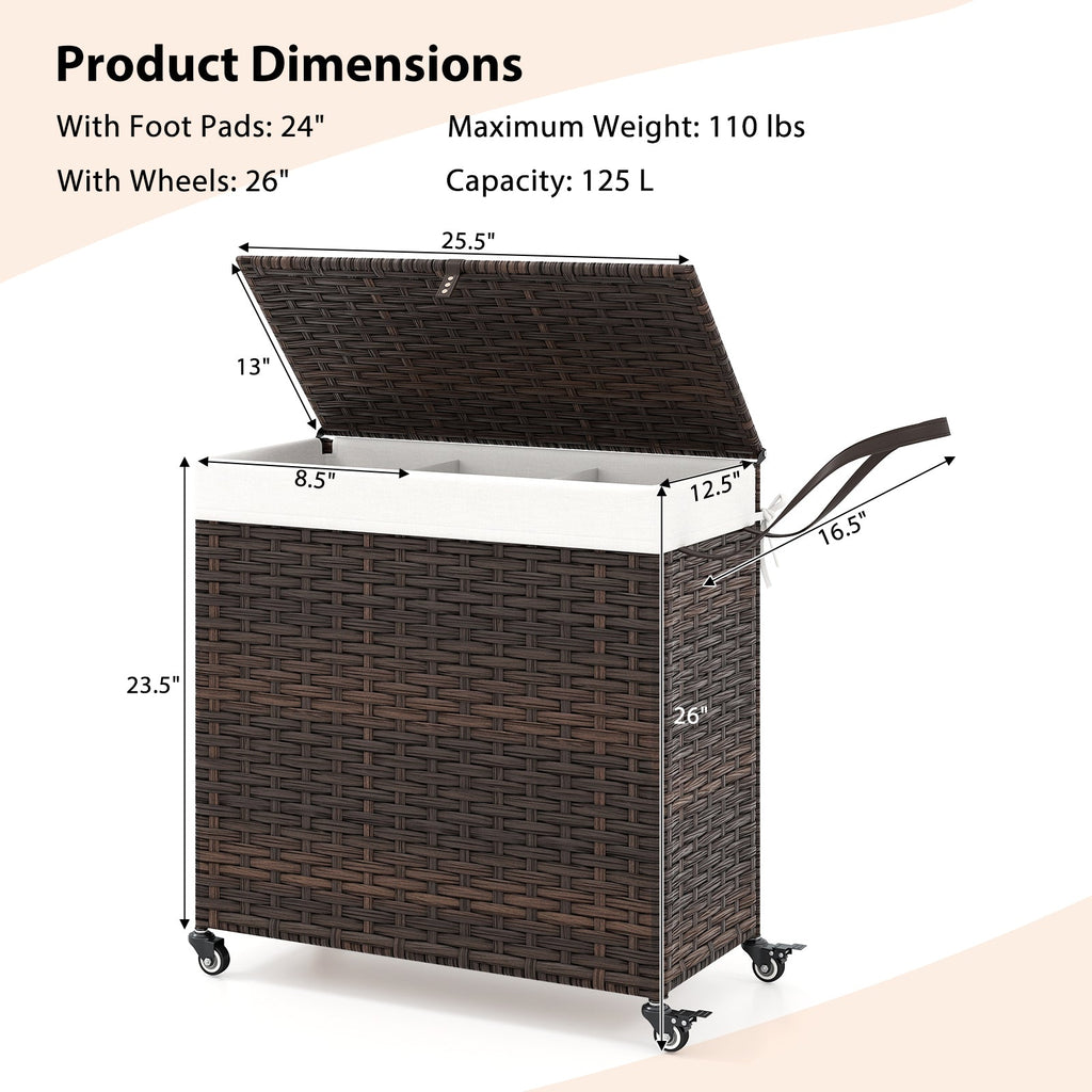 Laundry Hamper with Wheels and Lid