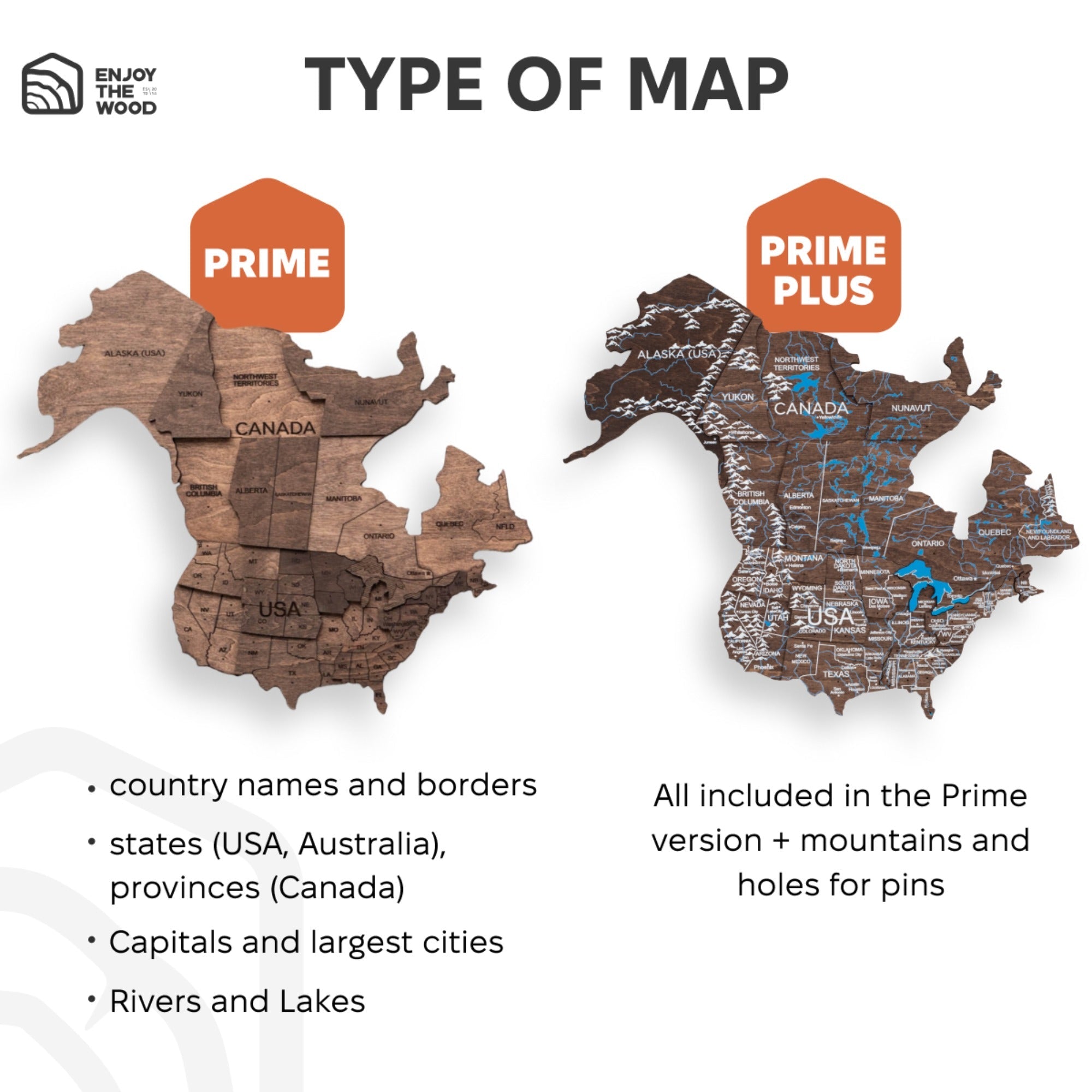 3D LED Wooden World Map 2.0 Dark Walnut
