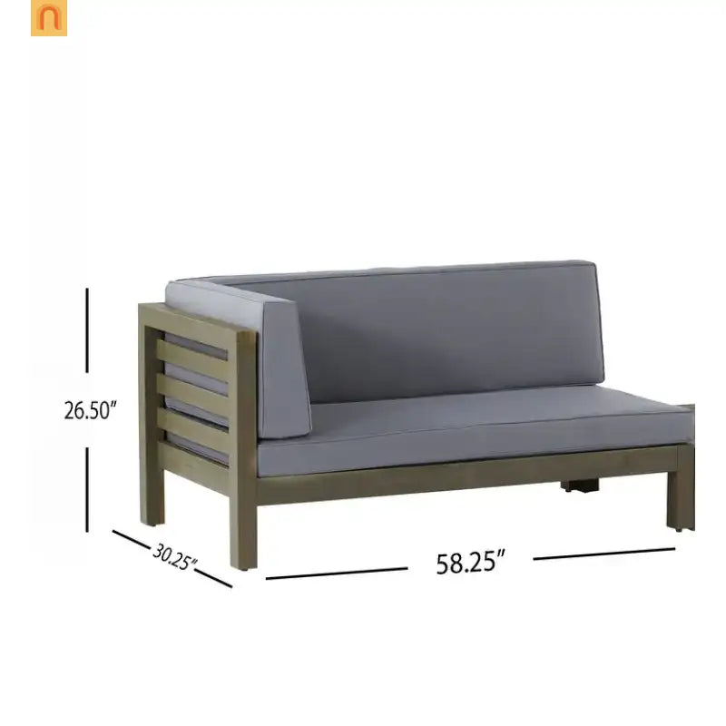 Outdoor Corner Loveseat Set Acacia Wood Dark Gray 2 Piece L Shape Coffee