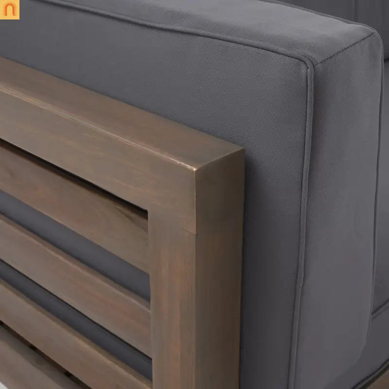 Outdoor Corner Loveseat Set Acacia Wood Dark Gray 2 Piece L Shape Coffee