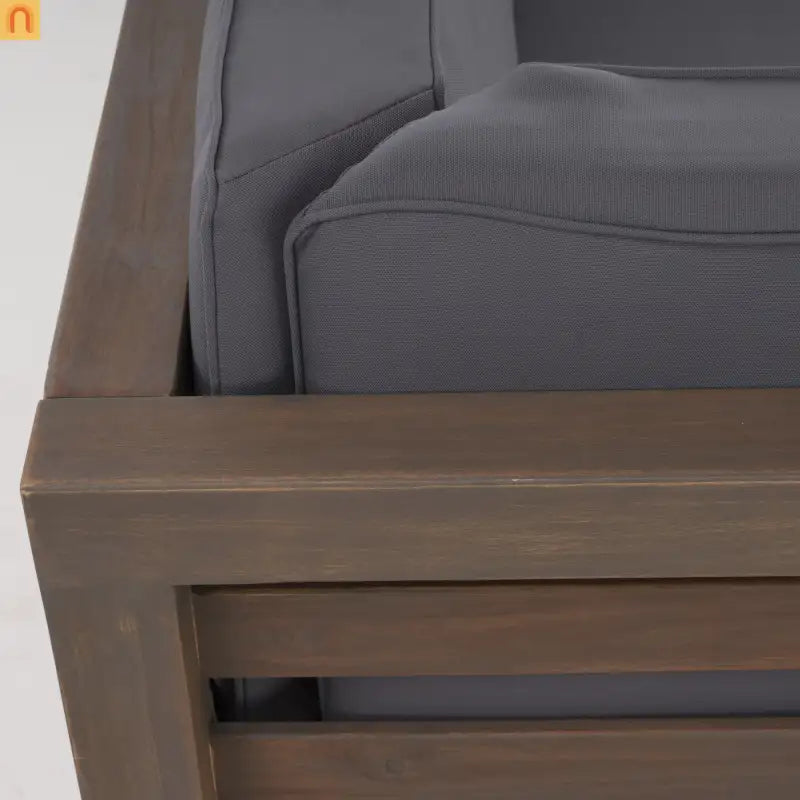 Outdoor Corner Loveseat Set Acacia Wood Dark Gray 2 Piece L Shape Coffee