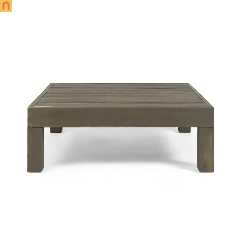 Outdoor Corner Loveseat Set Acacia Wood Dark Gray 2 Piece L Shape Coffee
