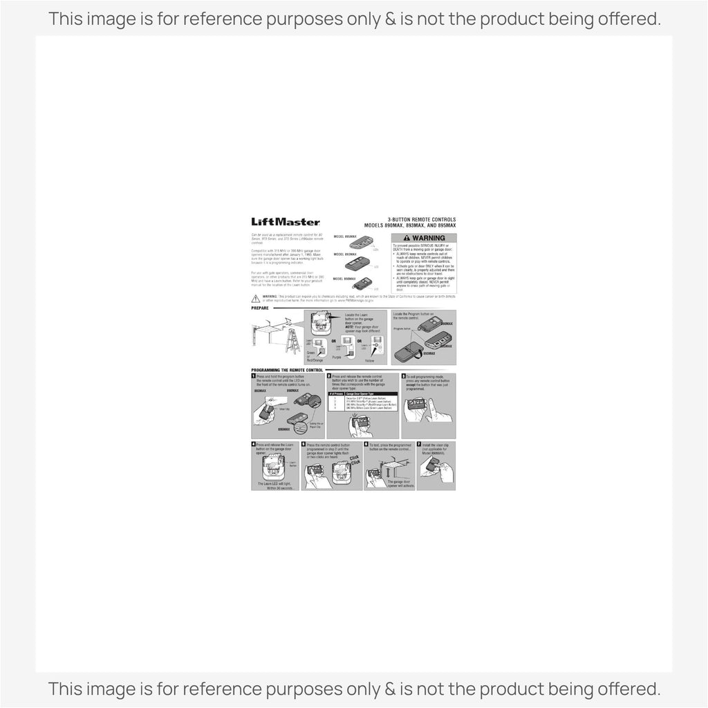 Substitute for LiftMaster 370LM 3-Button keychain 315 MHz Garage Door Opener Remote Control [890MAX]