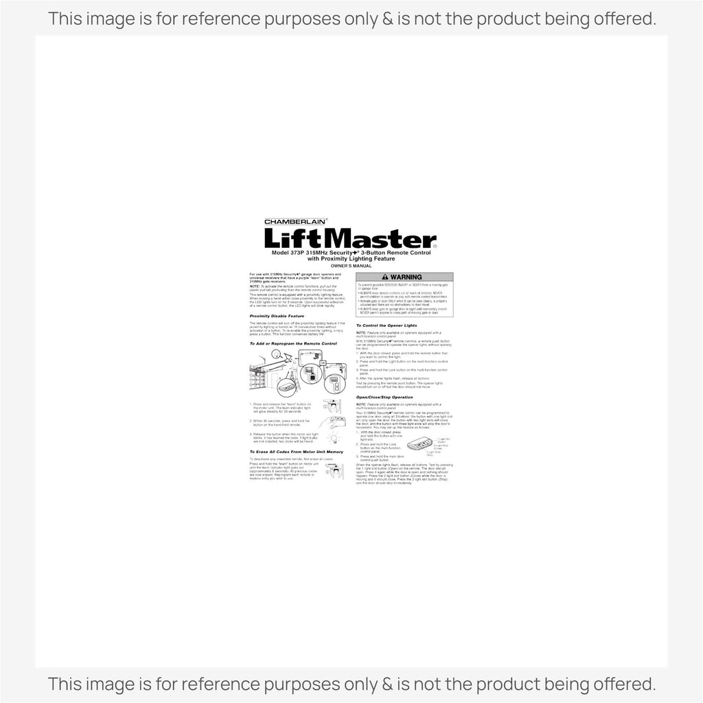 Substitute for LiftMaster 373P Premium 3-Button Vizor 315 MHz Garage Door Opener Remote Control [375UT-3button]