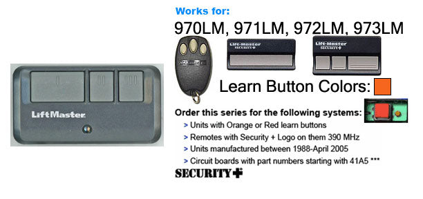 Substitute for LiftMaster 893MAX 3-Button Visor 315 MHz or 390 MHz Garage Door Opener Remote Control [893MAX]