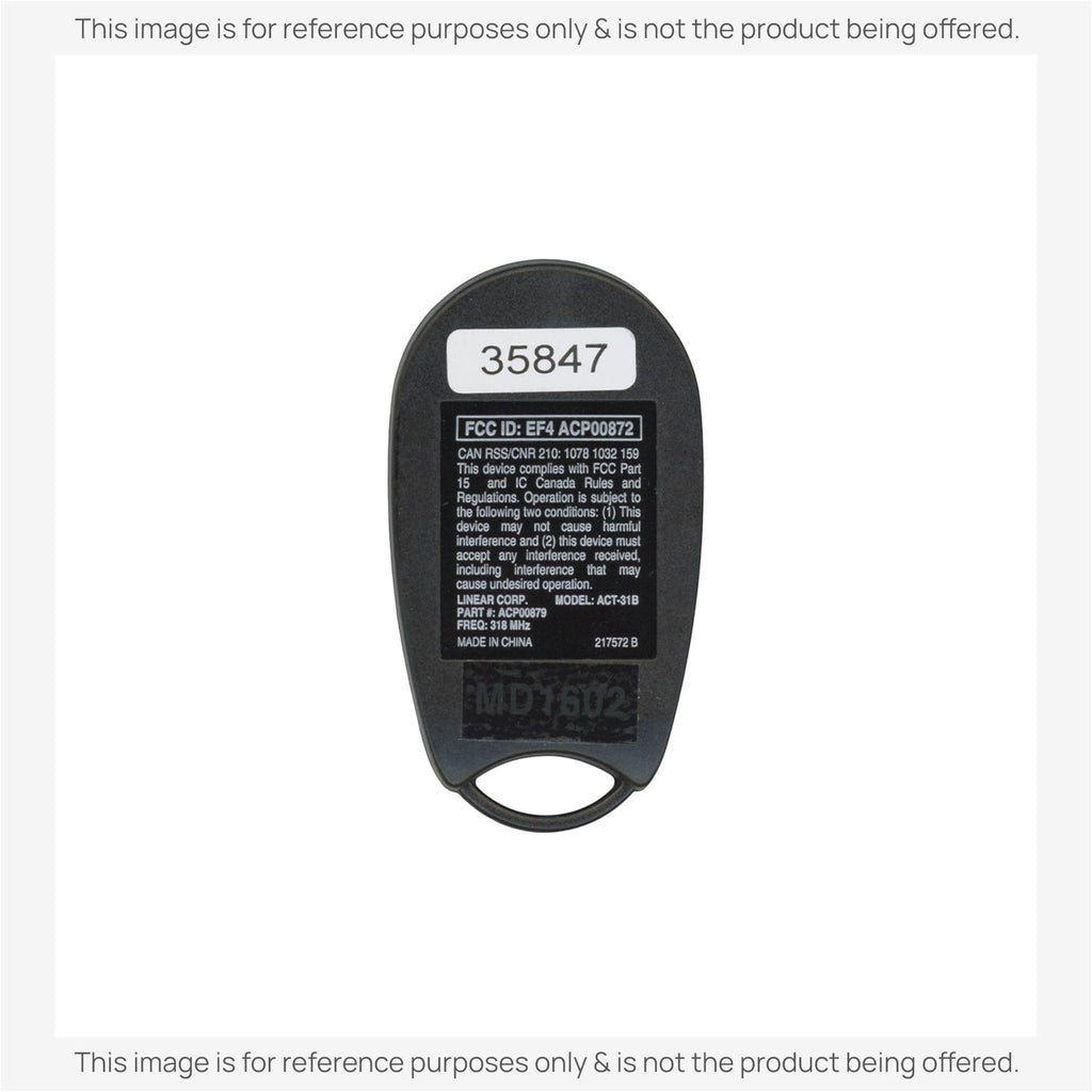 Substitute for Linear ACT31B ACP00879 keychain 1-button 318 Mhz Garage Door Opener Remote Control [890MAX]