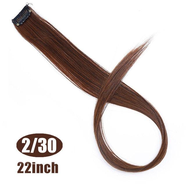 Long Straight Rainbow Highlight Colored Hair Extensions Clip In Fake Hair Synthetic Hair Pieces Party Highlights Colored Clip in Hair Extensions for Women Girls Kids Gift